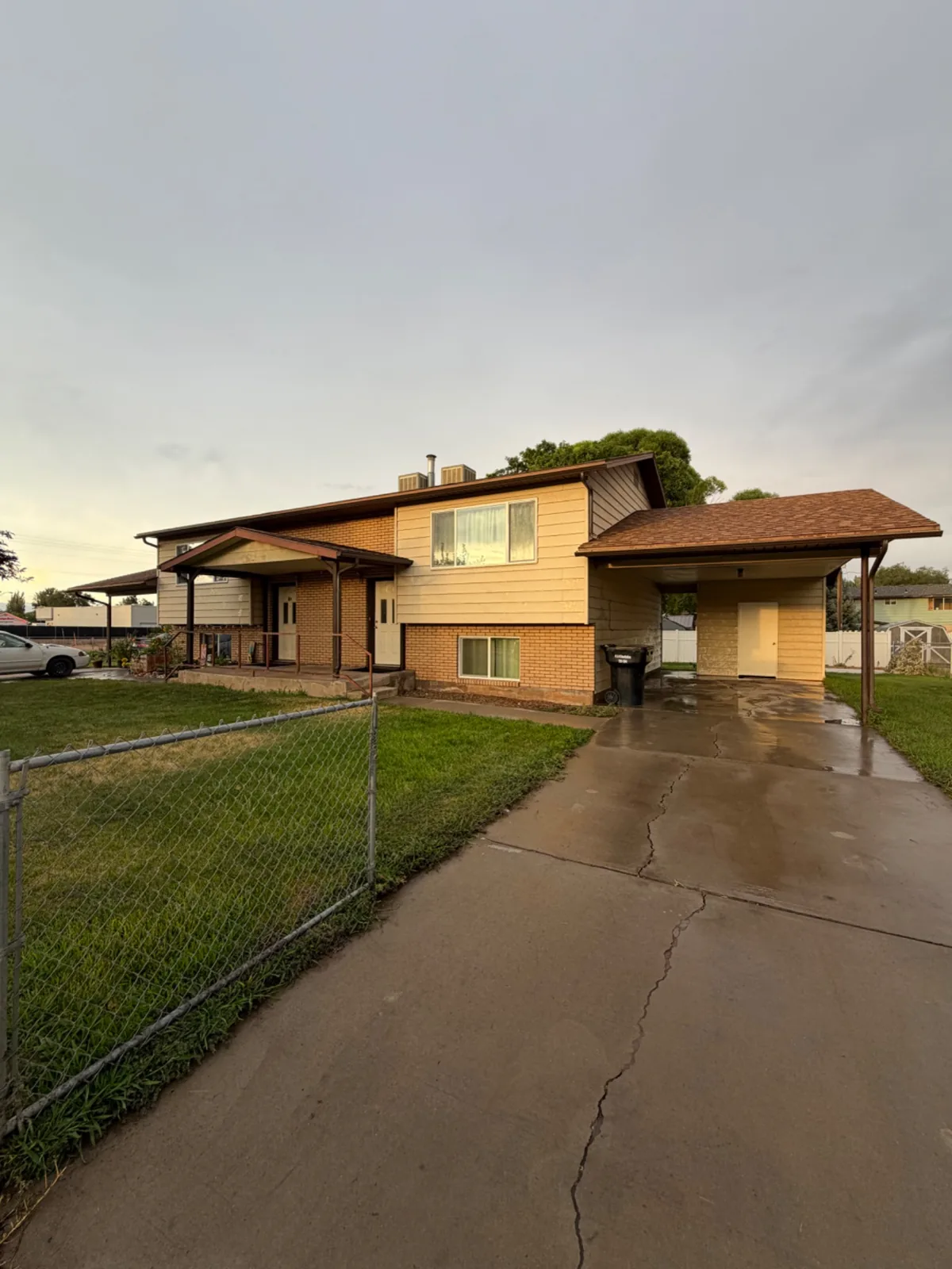Freshly washed building exterior and driveway